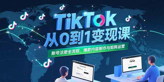 (7.12)TikTok从0到1变现课，账号注册全流程，爆款内容制作与矩阵运营