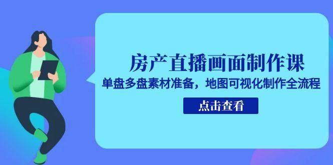 (7.2)房产直播画面制作课，单盘多盘素材准备，地图可视化制作全流程