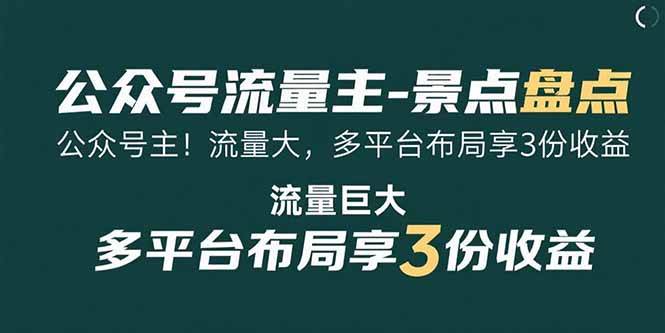 (8.2)公众号流量主-景点盘点 流量巨大 多平台布局享3份收益