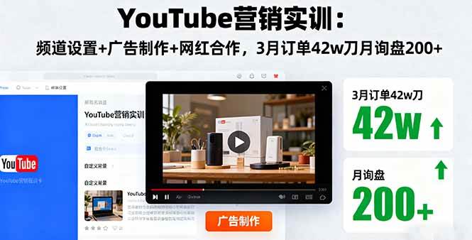 (9.27)YouTube营销实训：频道设置+广告制作+网红合作，3月订单42w刀月询盘200+