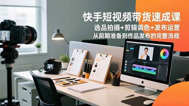 (12.4)快手短视频带货速成课，选品拍摄+剪辑调色+发布运营，从前期准备到作品发布的完整流程