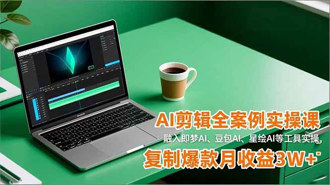 (12.6)AI剪辑全案例实操课，融入即梦AI、豆包AI、星绘AI等工具实操，复制爆款月收益3W+